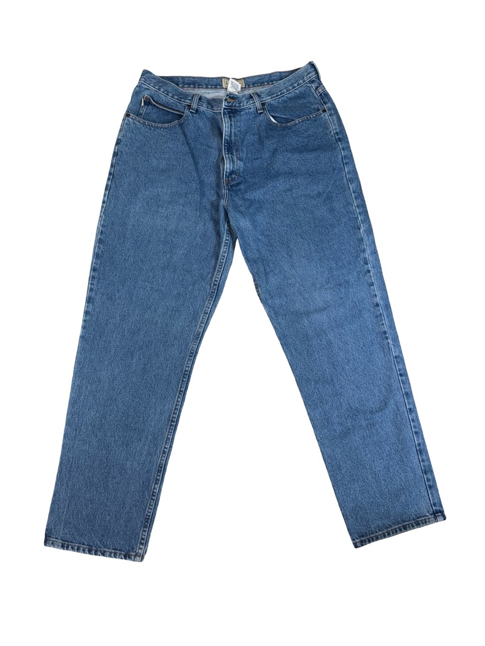 L.L.Bean Natural Fit Jeans Mens 37x32 Blue Denim Straight Leg 100% Cotton